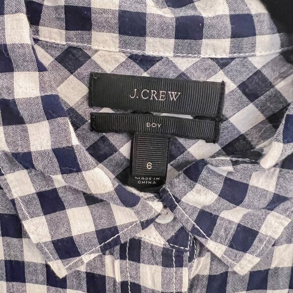 J CREW Women's Blue Gingham Classic-fit boy shirt - Picture 4 of 4